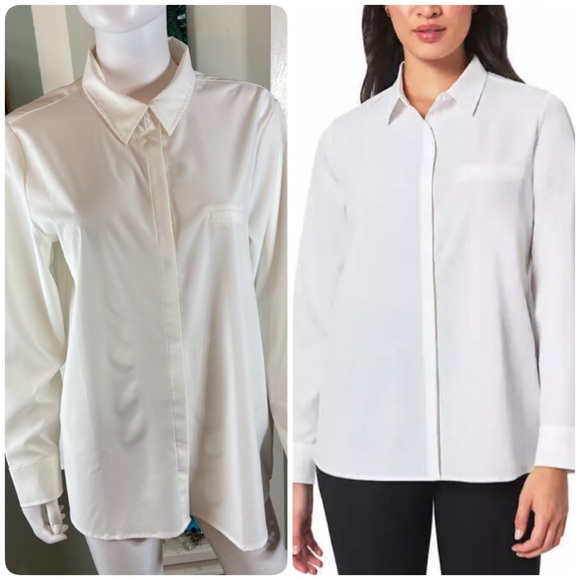 Modern Ambition Tops - New NWT Modern Ambition White Button-Up Shirt Delightfully Technical Traveler L